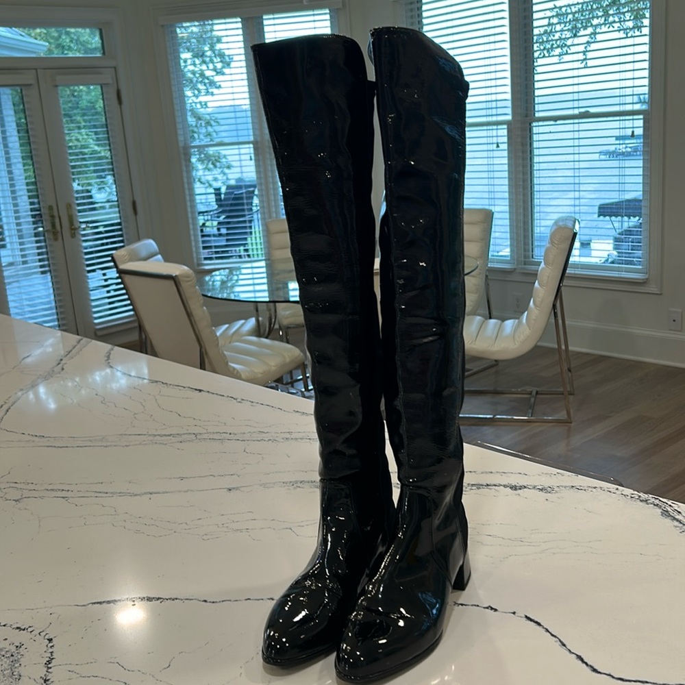 Stuart Weitzman Black Patent Over-the-Knee Boots